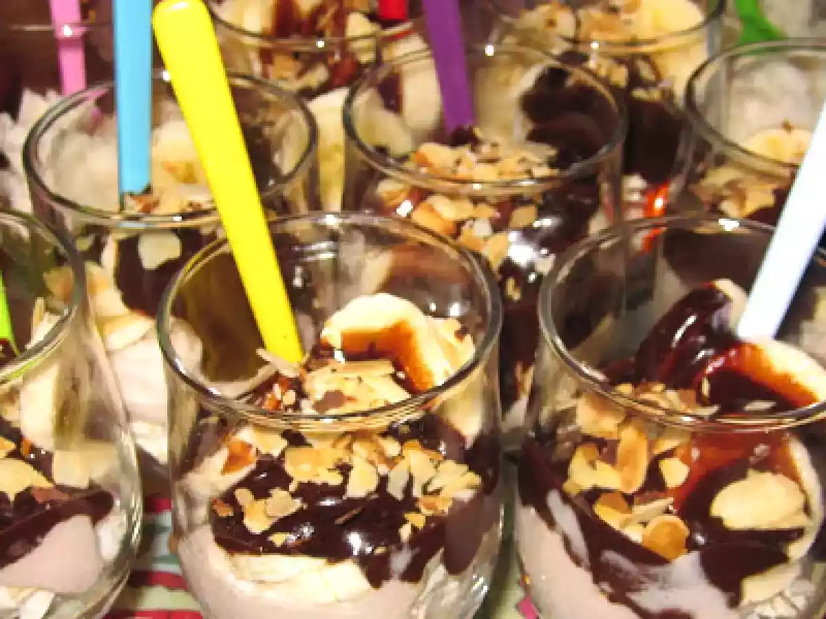 Pavlova Banane-Chocolat en Verrines