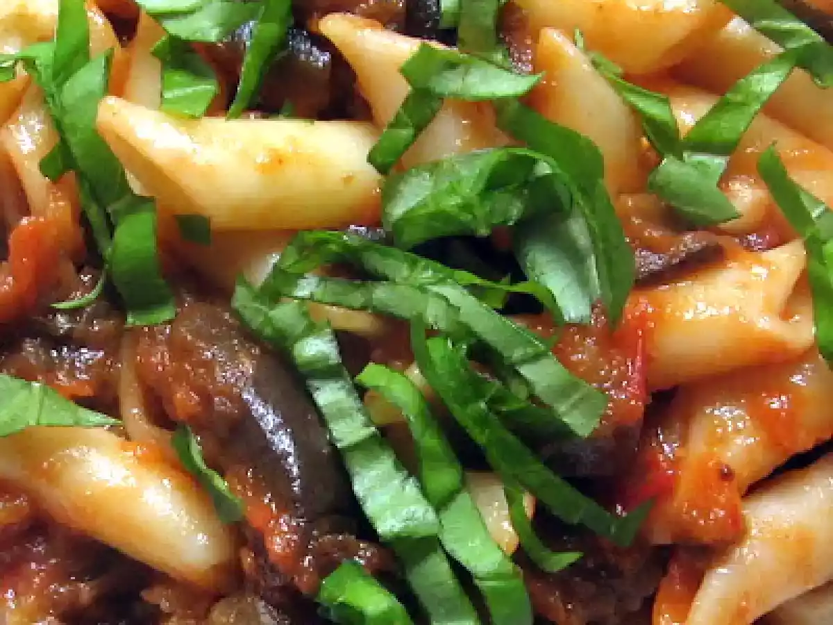 Penne con parmigiana di melanzane