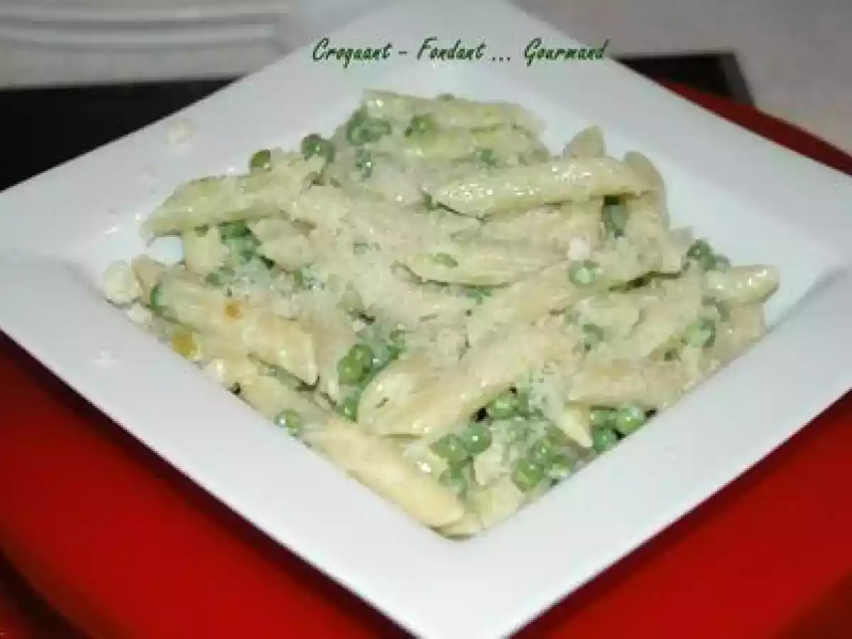 PENNE RIGATE au MASCARPONE et PETITS POIS