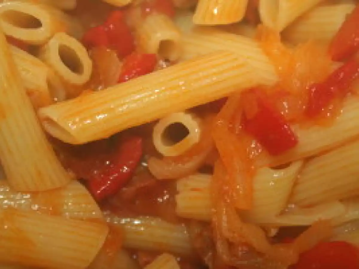 Pennes au chorizo et aux poivrons