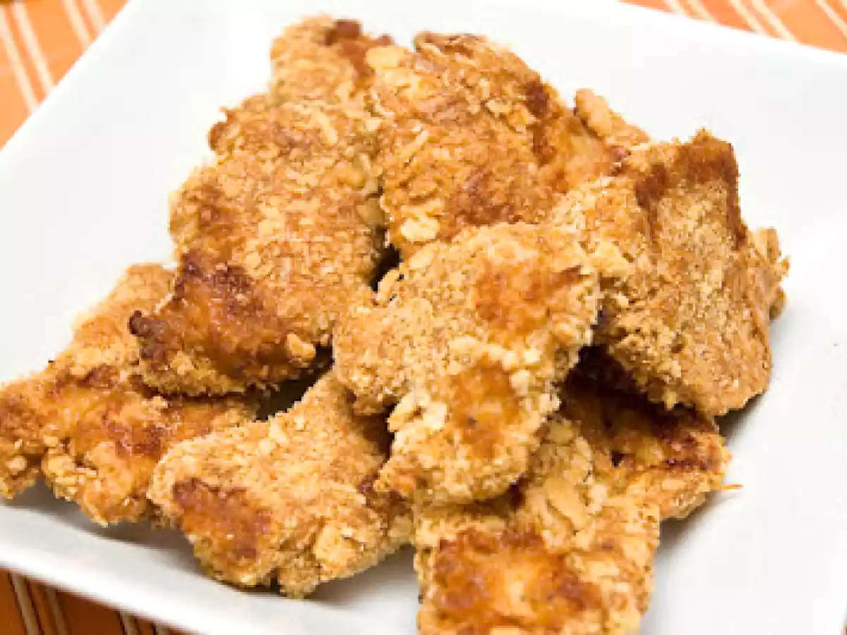 Pépites de poulet mariné en croûte de parmesan