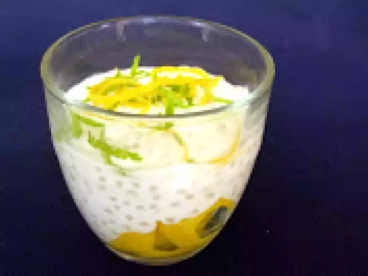 Perles du Japon au lait de coco sur lit de mangue à la cardamome