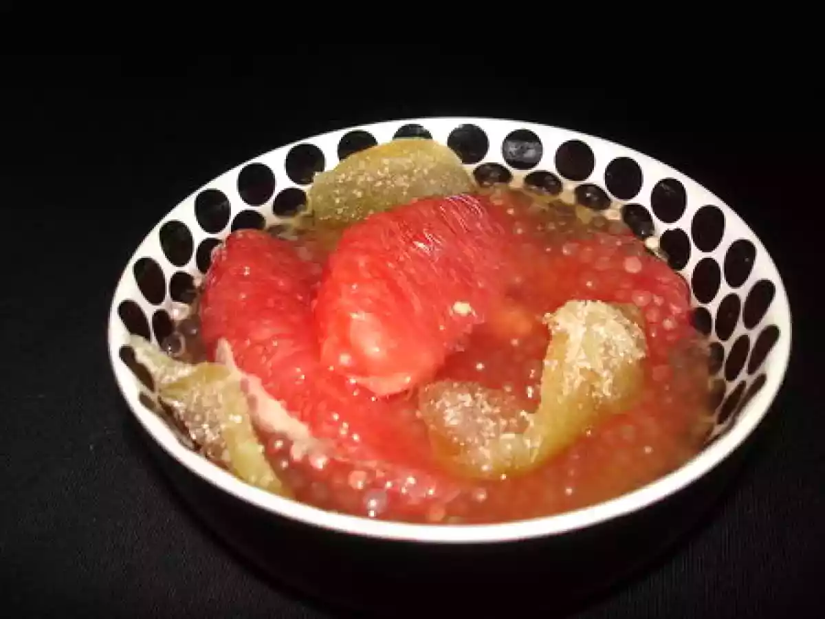 Perles du japon au pamplemousse, à la fleur d'oranger et au gingembre confit