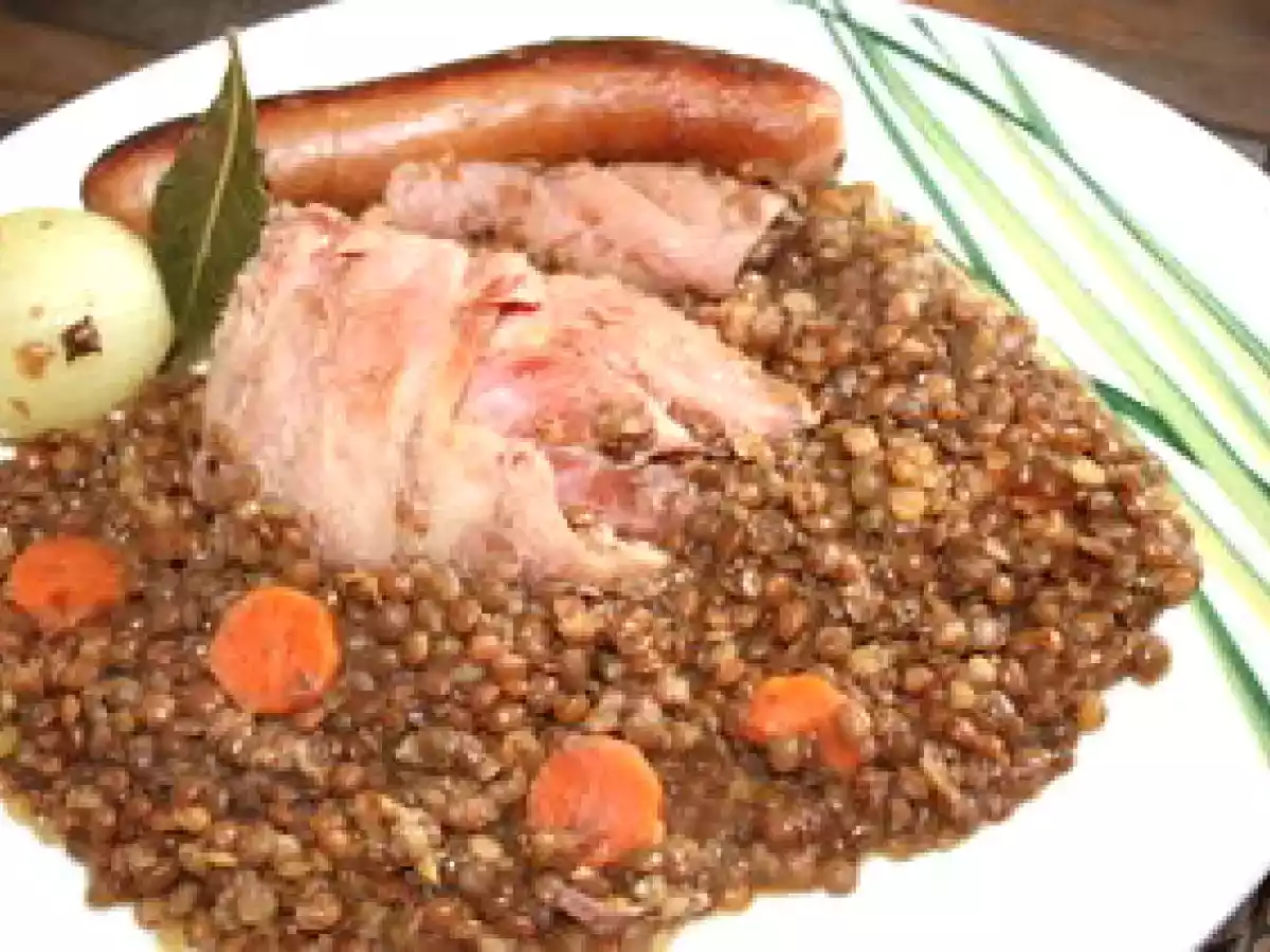 Petit jambonneau aux lentilles