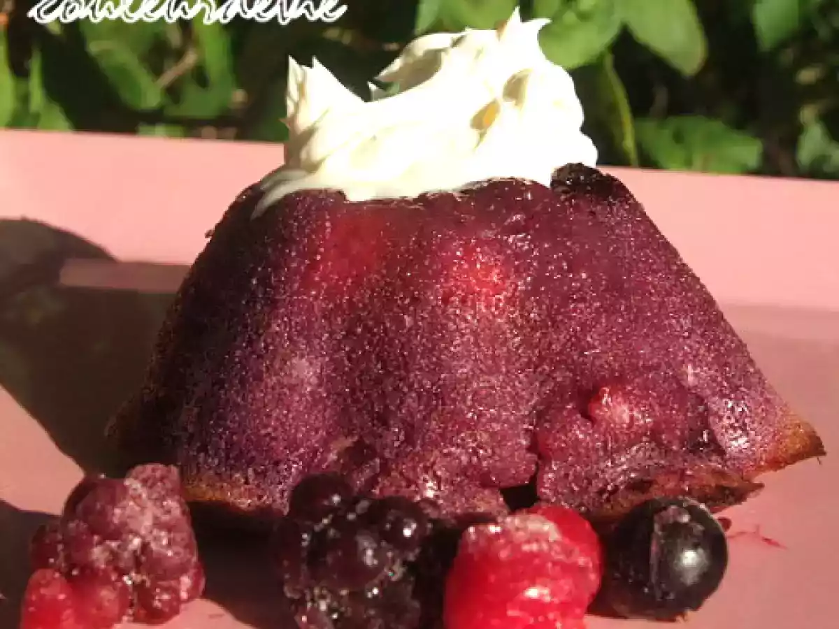 Petit moelleux aux fruits rouges, coeur coulant chocolat noir