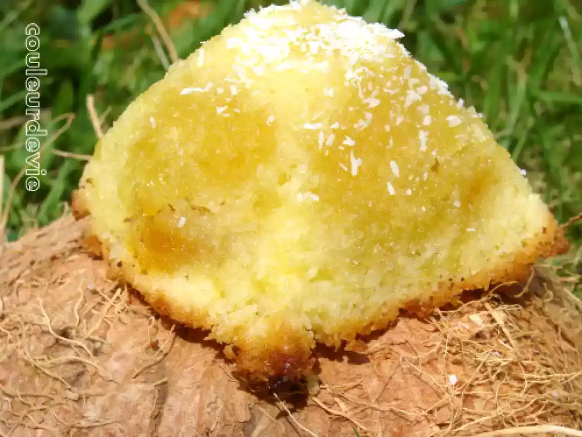 Petit moelleux noix de coco, coeur de mangue au rhum