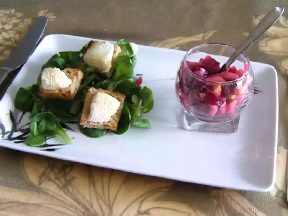 Petite entrée sympa : petits canapés de chèvre aux deux salades