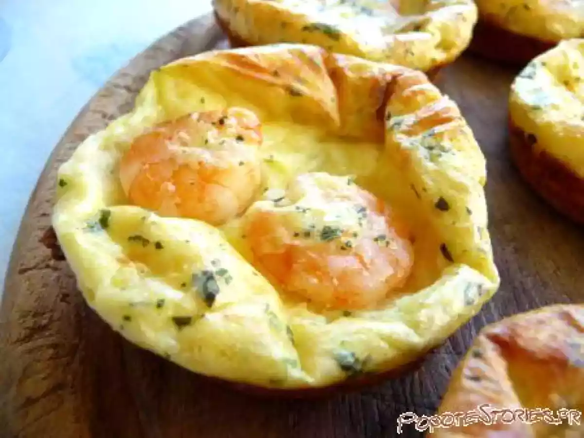 PETITES QUICHES SANS PATE CREVETTES BASILIC