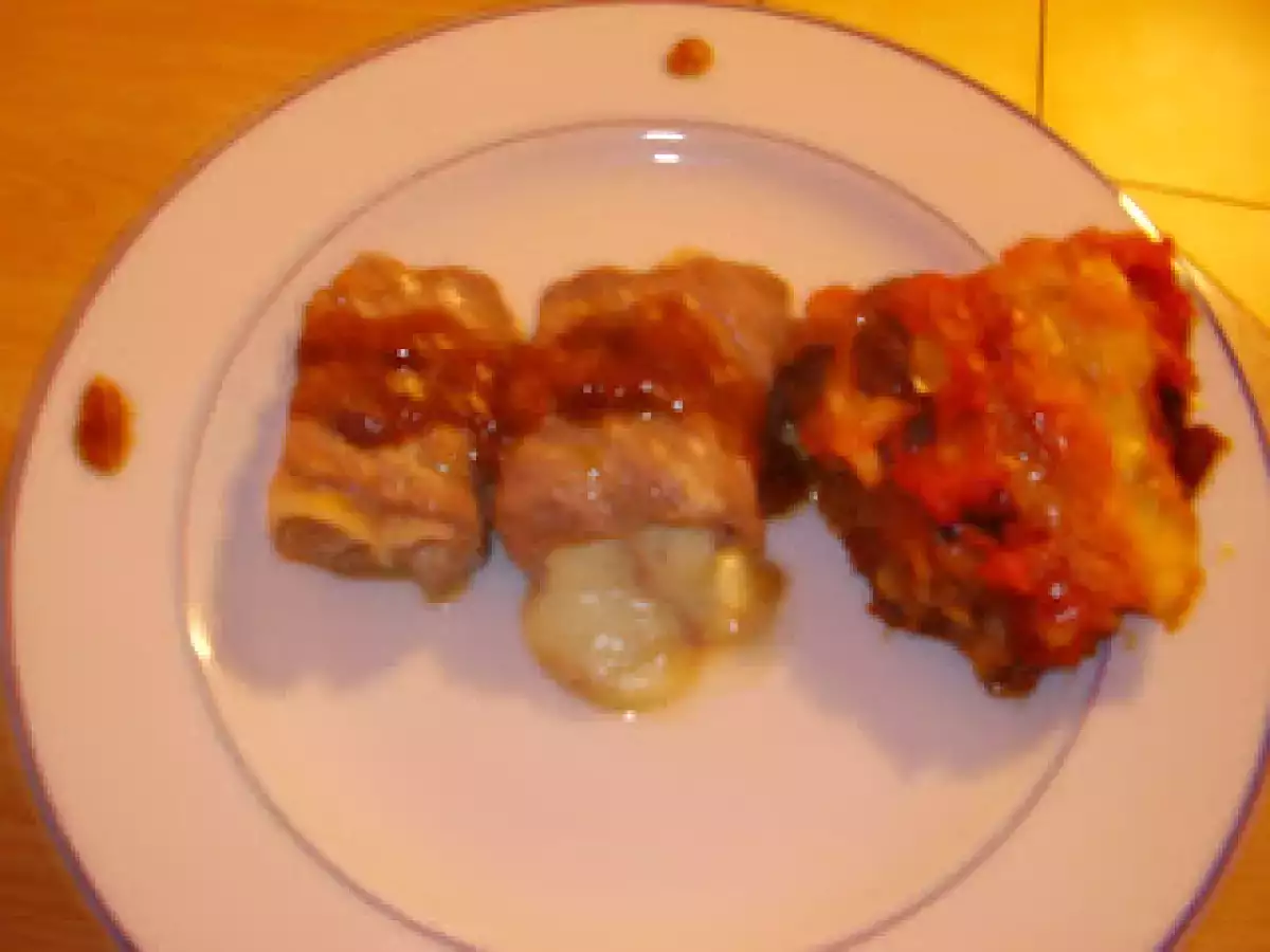 Petits boconcinis et gratin d'aubergines aux cèpes