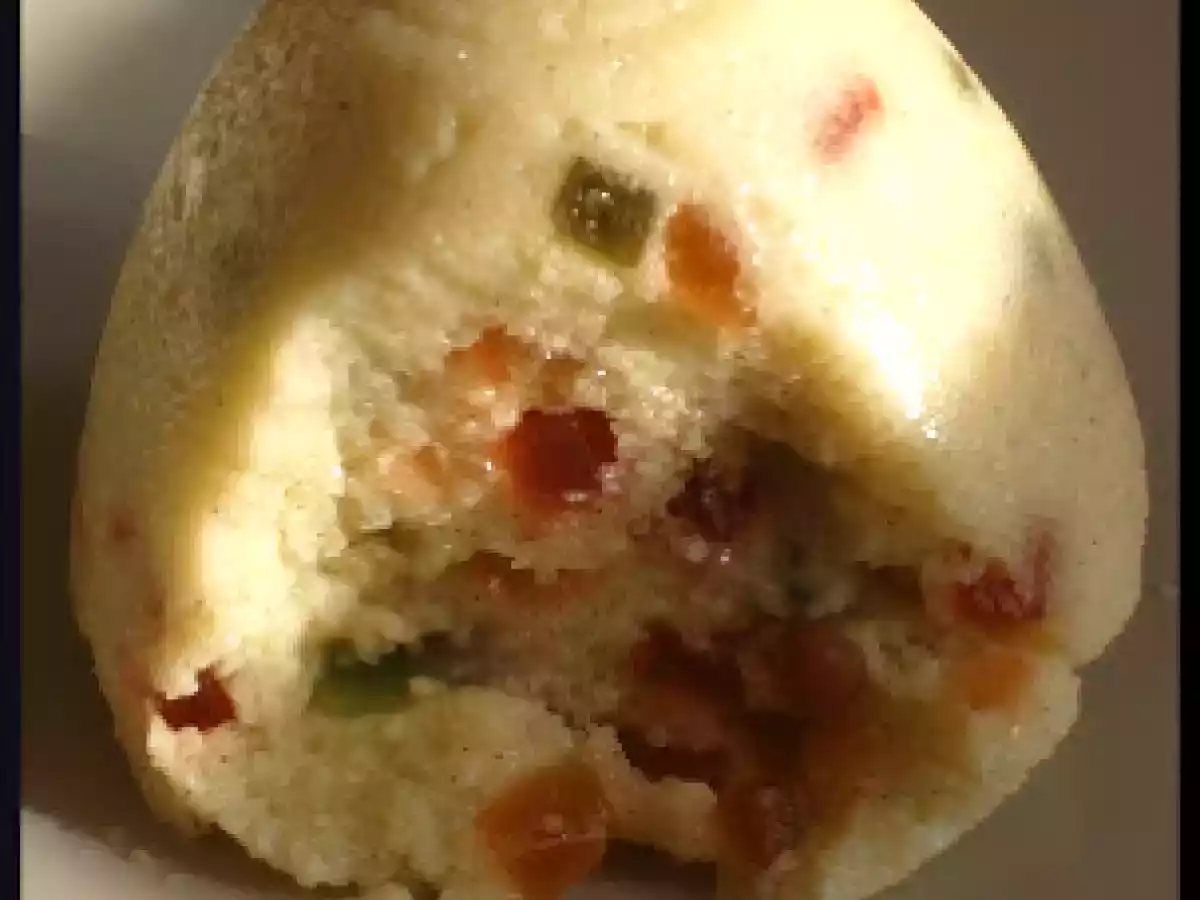 Petits gâteaux de semoule à la vanille et fruits confits