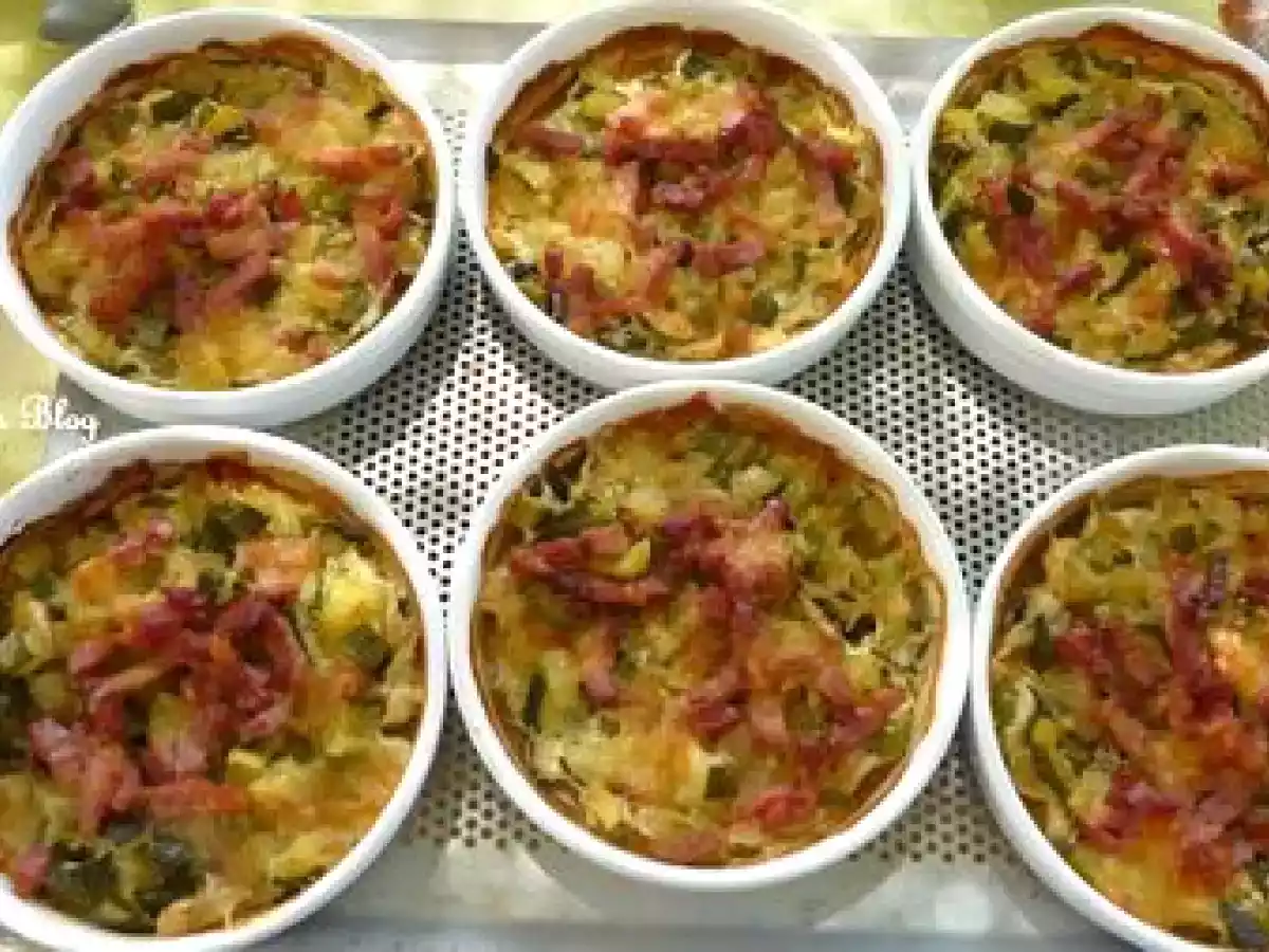 PETITS GRATINS DE COURGETTES AUX LARDONS ET A LA MOZZARELLA