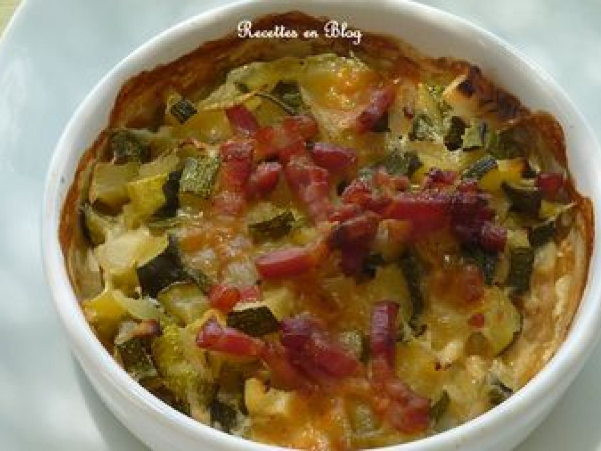 Petits gratins de courgettes aux lardons et a la mozzarella Recette
