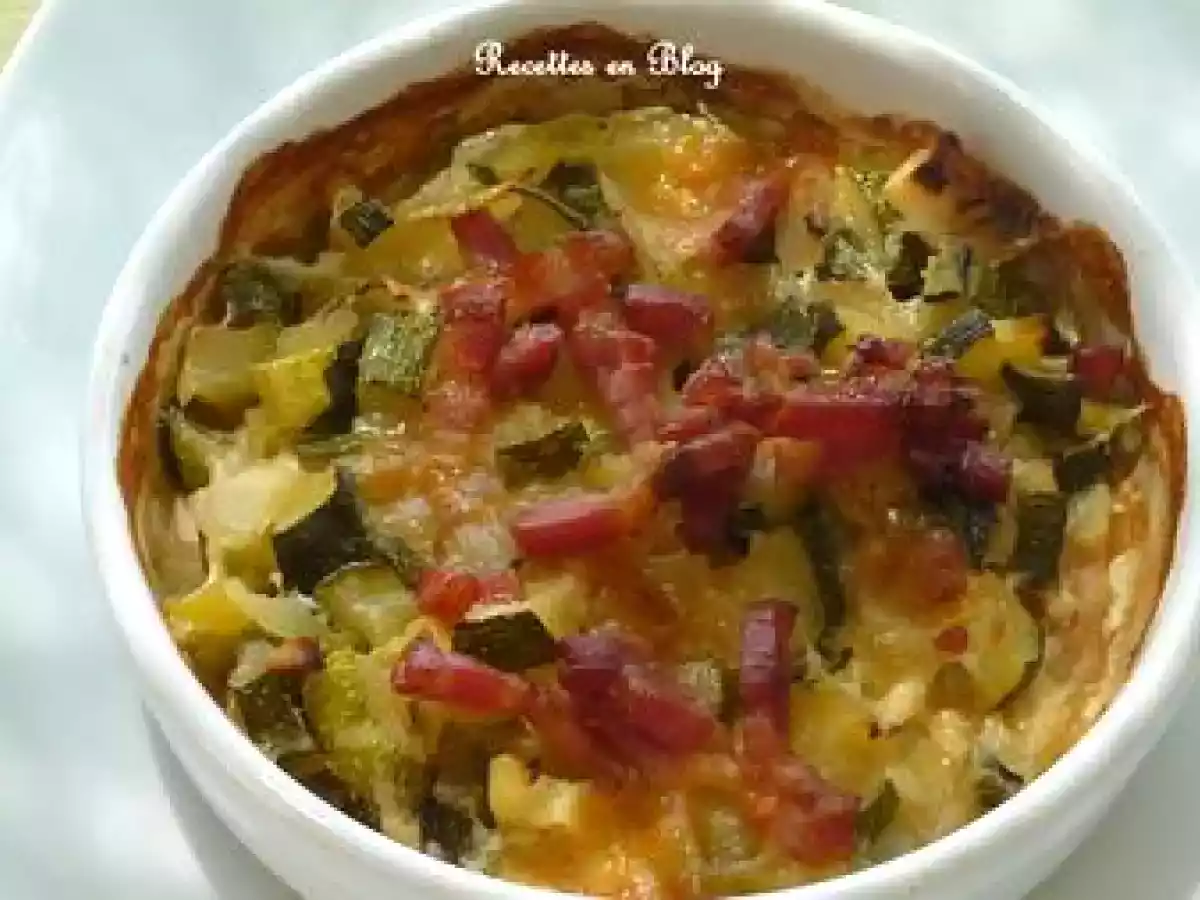 PETITS GRATINS DE COURGETTES AUX LARDONS ET A LA MOZZARELLA - photo 2