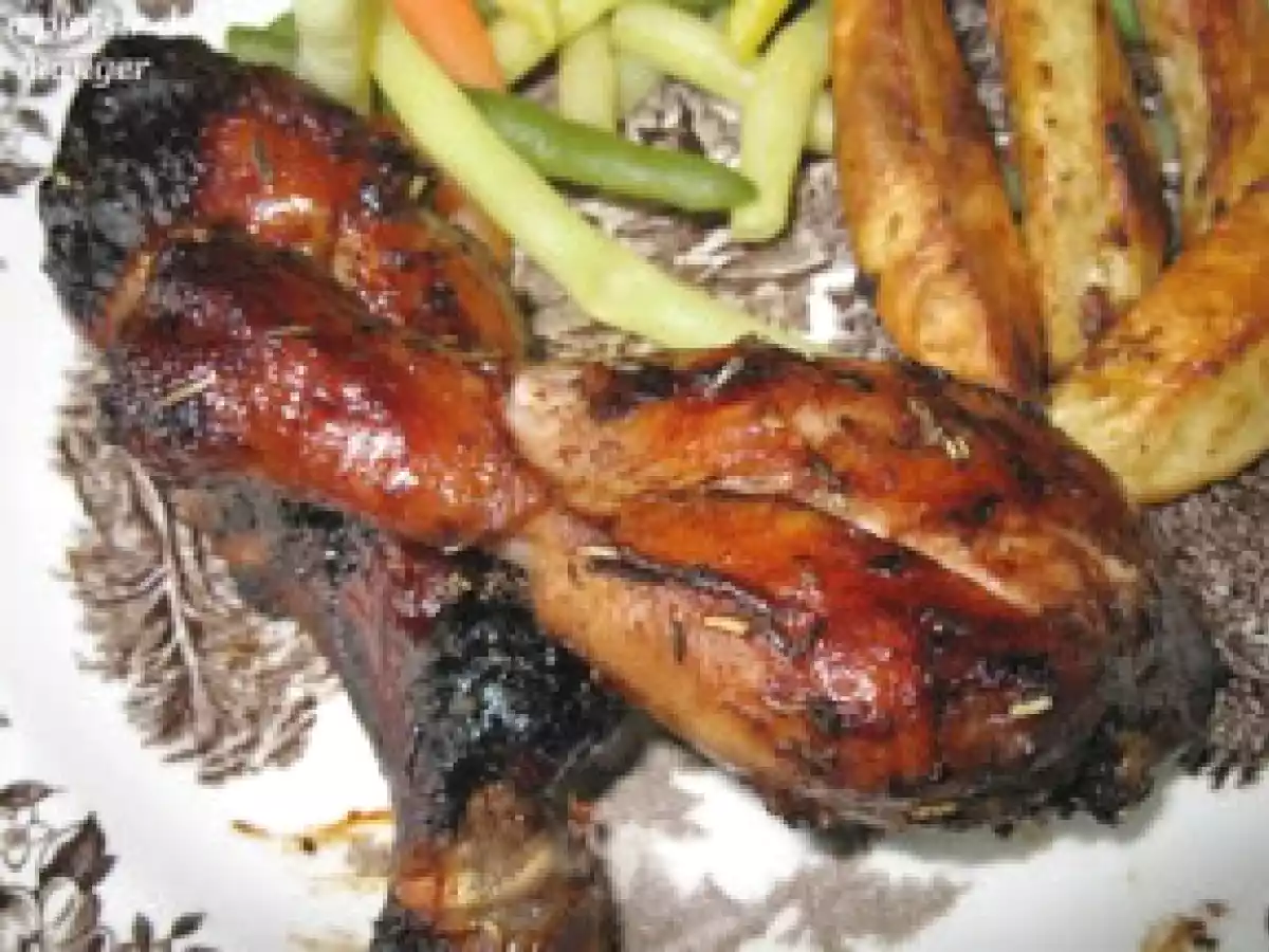 Pilons de poulet miel, lime et romarin