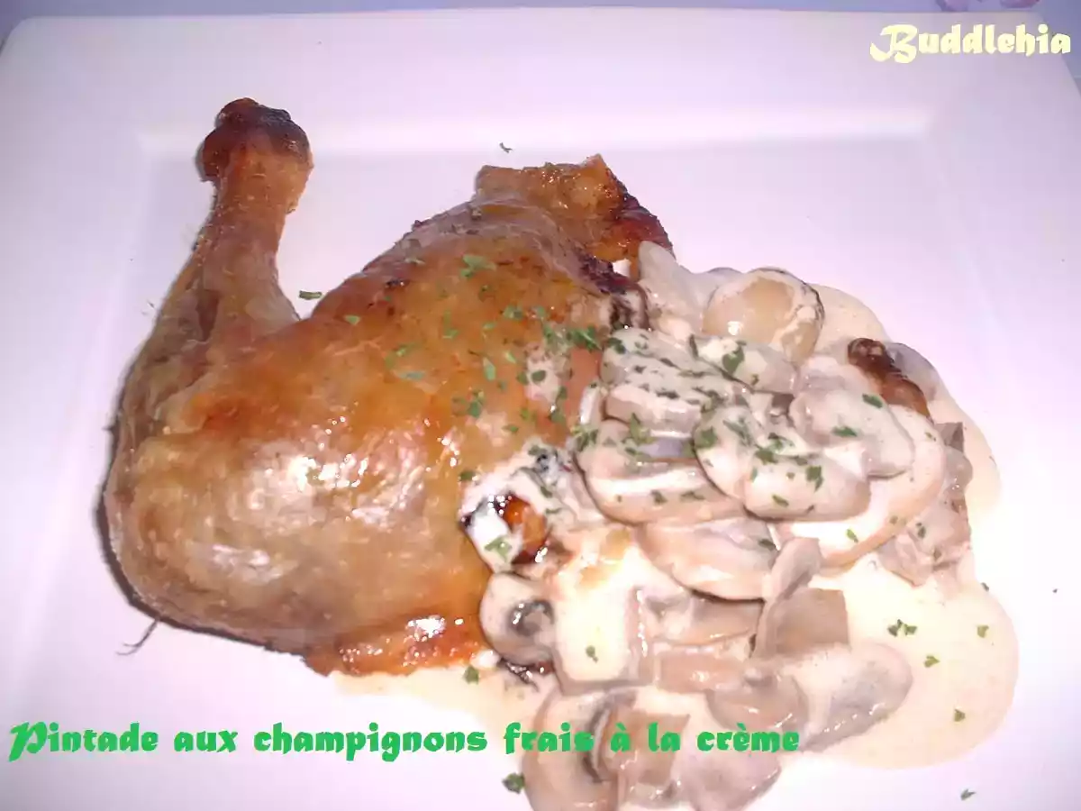 Pintade aux champignons et à la crème