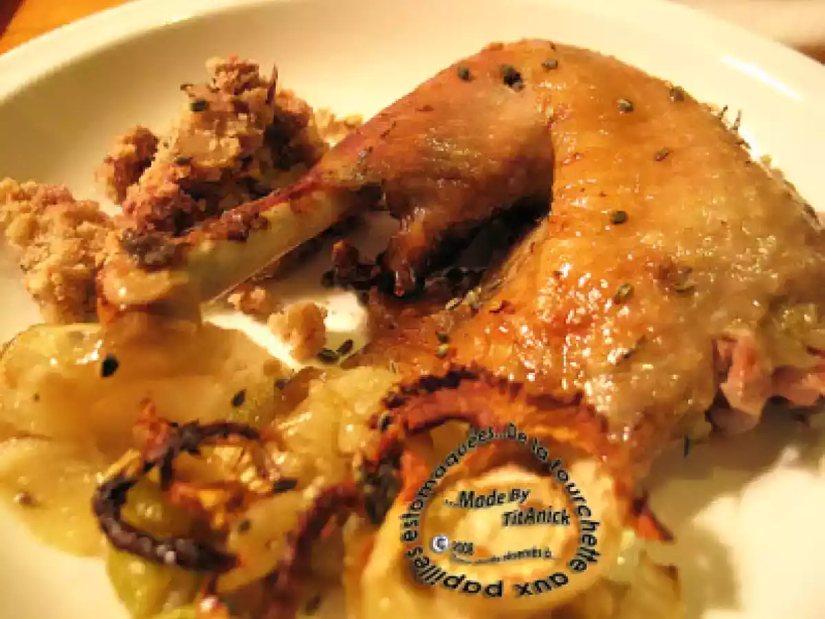 Pintade farcie aux châtaignes et fenouil sur lit de bulbes de fenouil