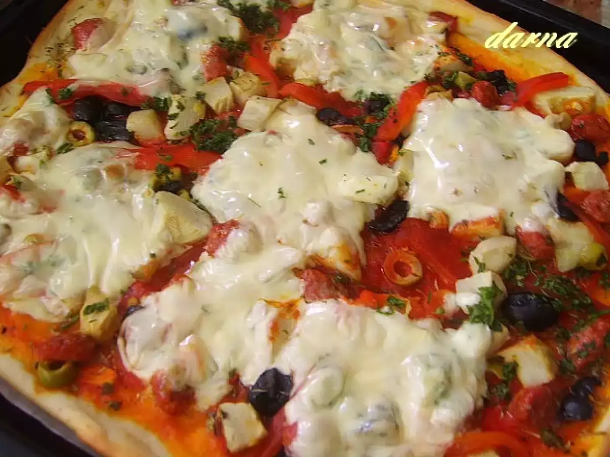 Pizza aux artichauts poivrons et merguez - photo 2