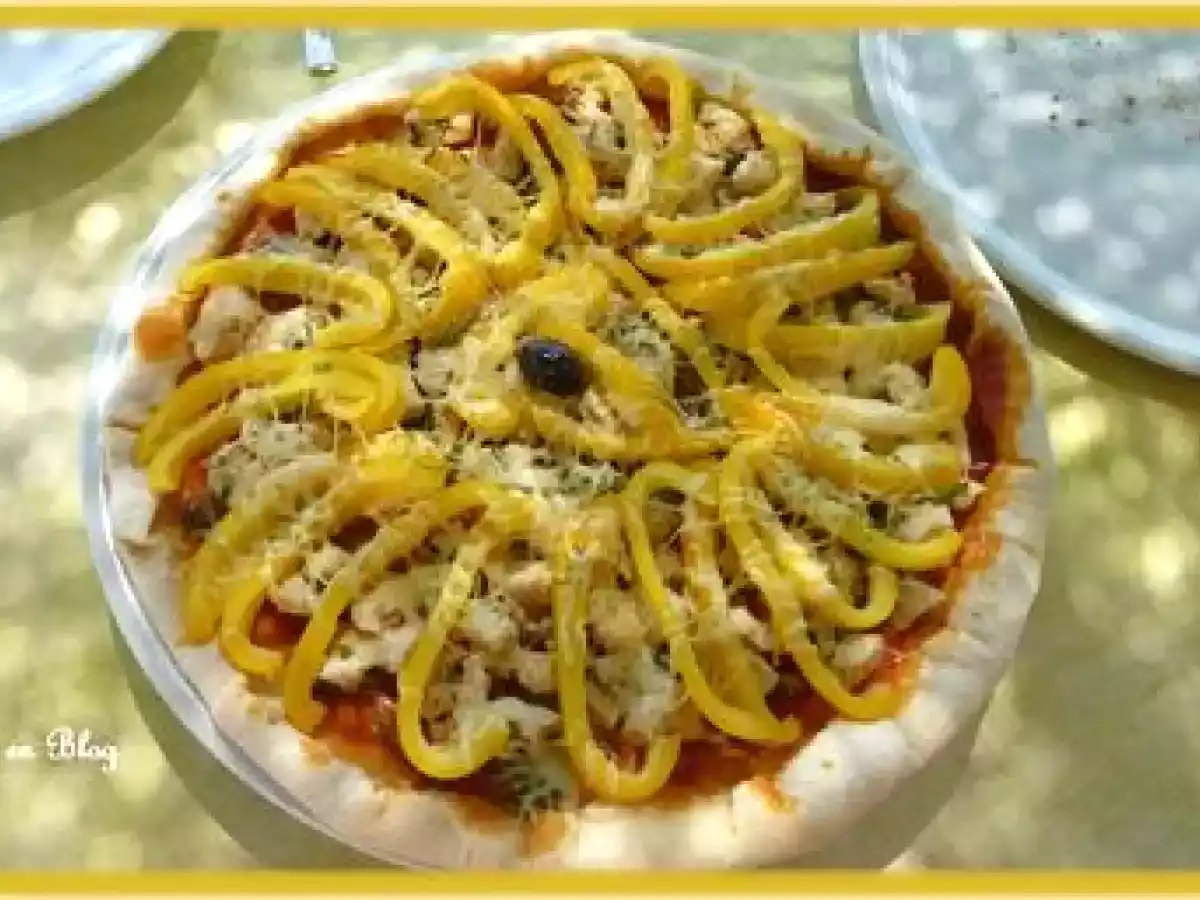 PIZZA INDIENNE AU POULET CURRY ET AUX POIVRONS CUITE AU BARBECUE