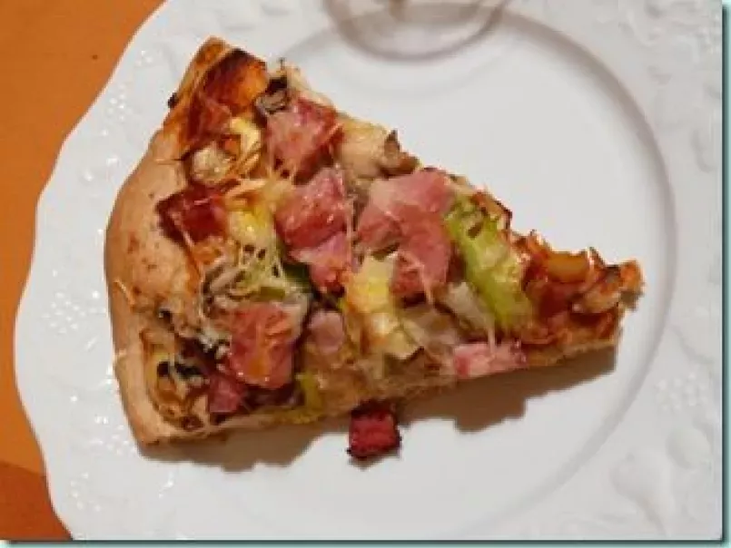 Pizza moelleuse poireaux-jambon-champignons, photo 2