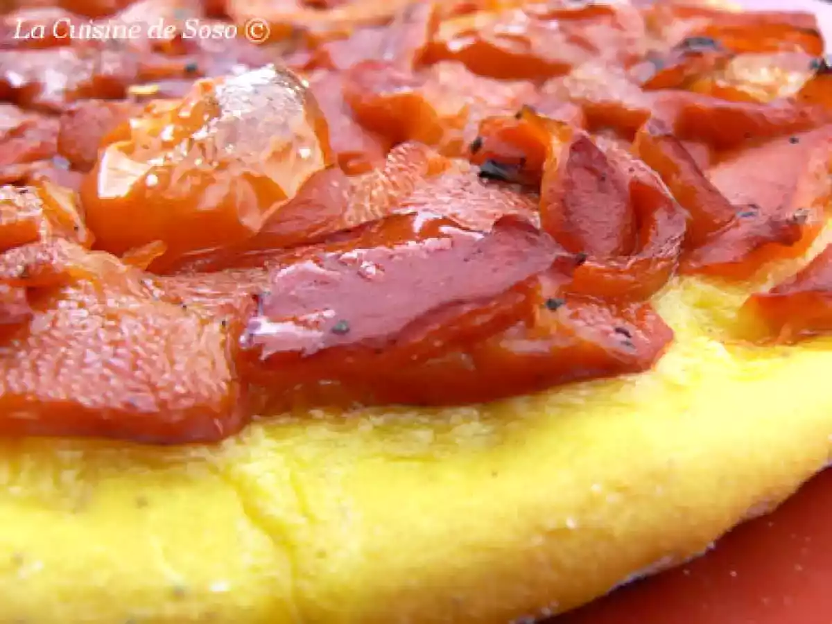 Pizza orientale, briochée à la semoule, aux poivrons .