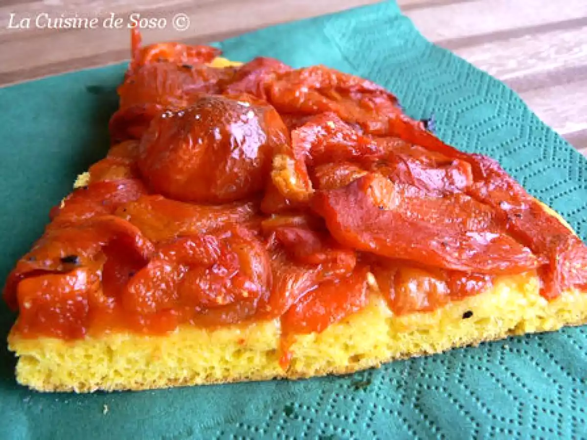 Pizza orientale, briochée à la semoule, aux poivrons . - photo 3