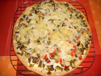 Pizza végétarienne et pizza au saumon
