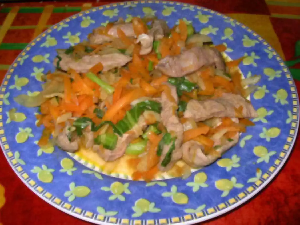 Poëlée à l'asiatique (canard / carottes / navet / paksoï)