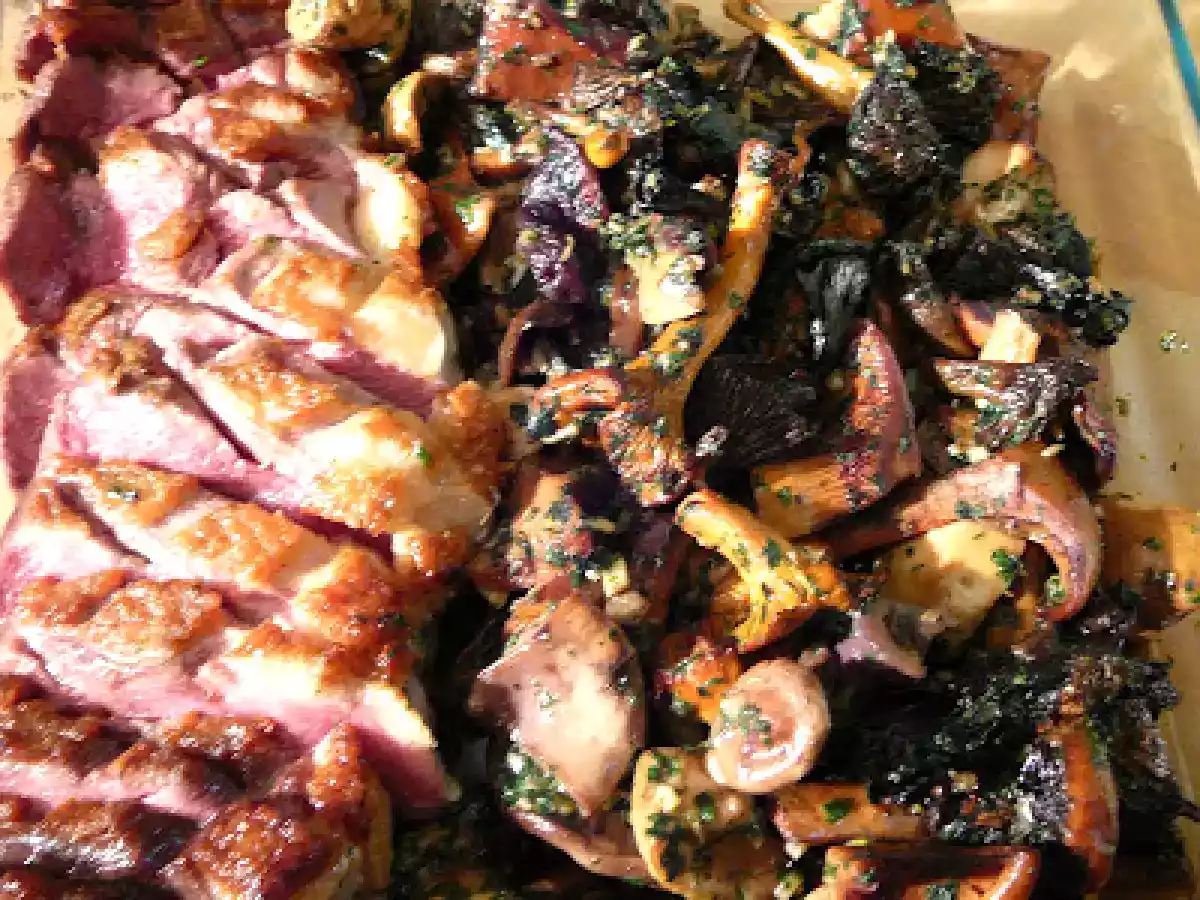 Poêlée de champignons et magret de canard
