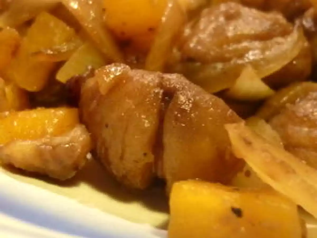 Poêlée de châtaignes et potiron au jus de pomme