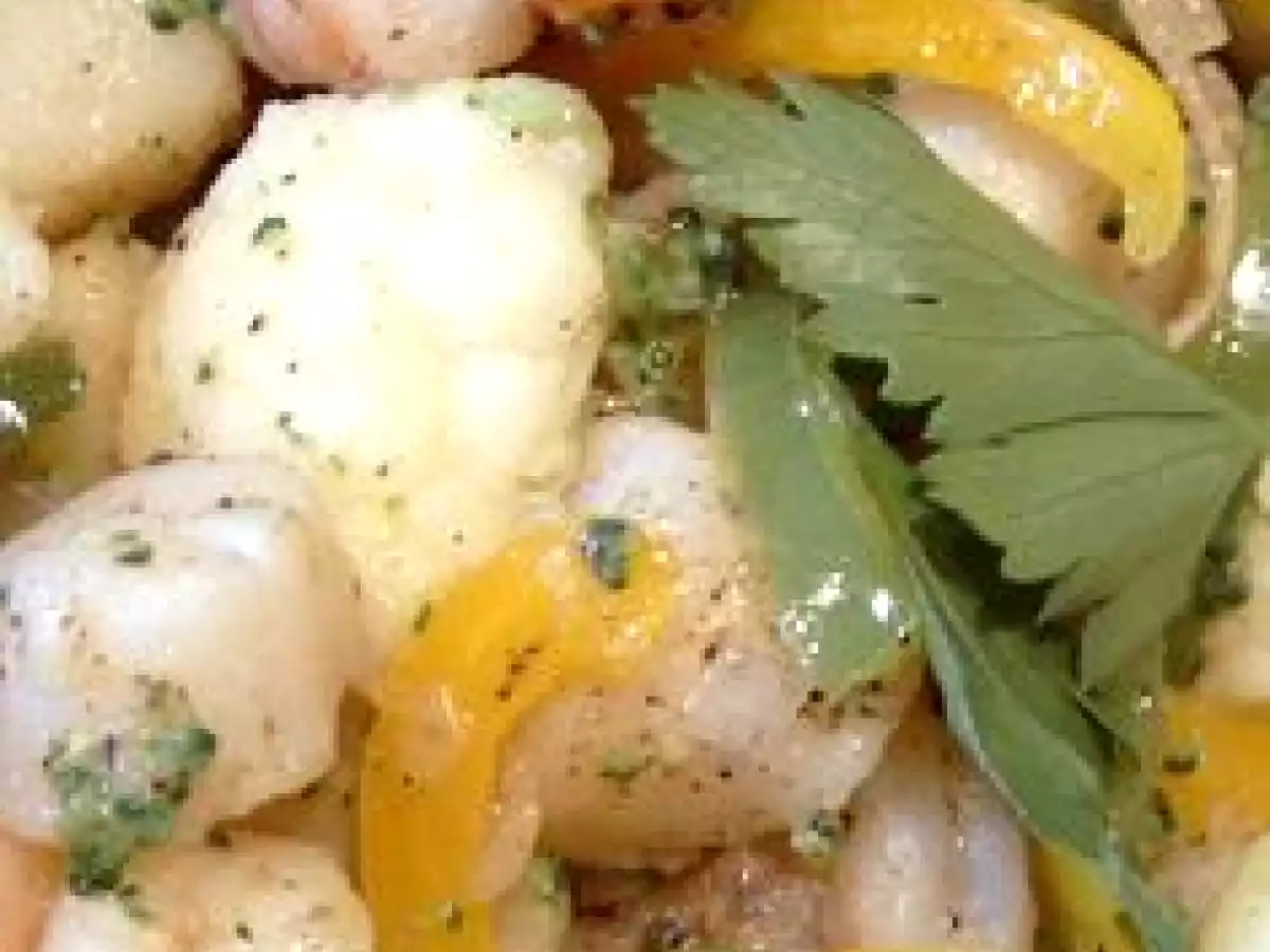 Poêlée de Choux en Fleurs aux Pétoncles et Crevettes - Crème à l'Huile de Bergamote - photo 3