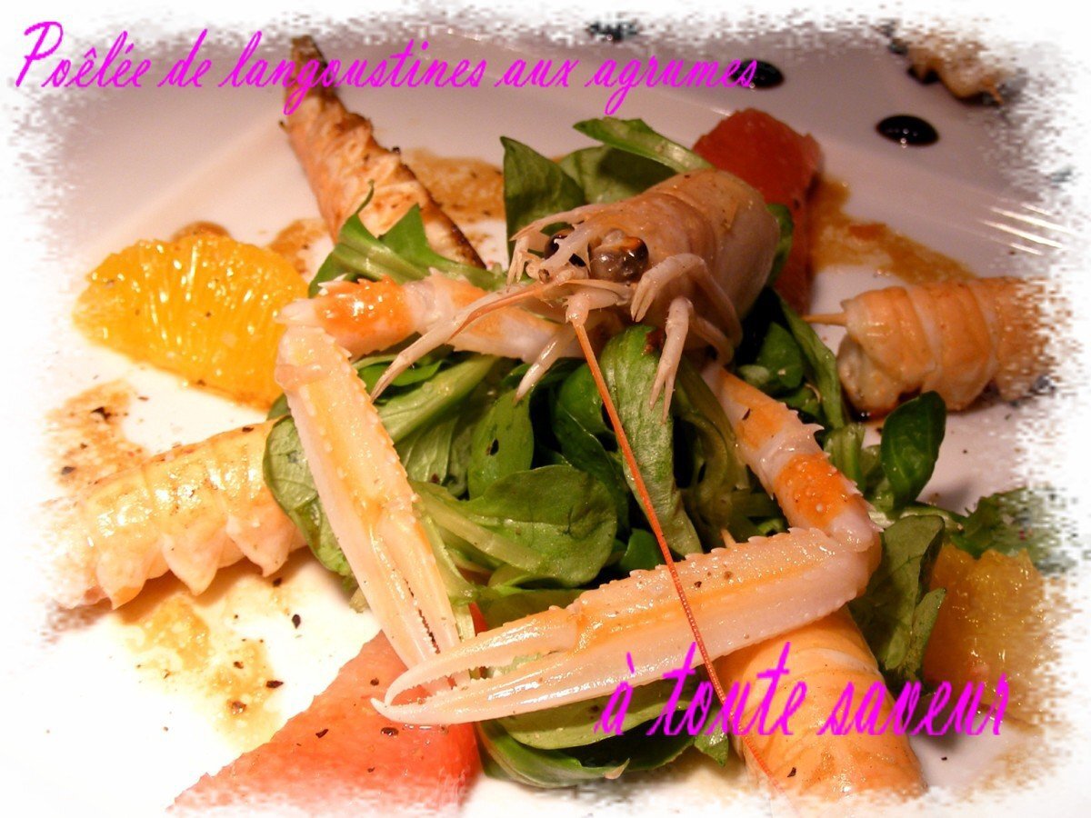 Recette de langoustines aux agrumes et salade de mâche