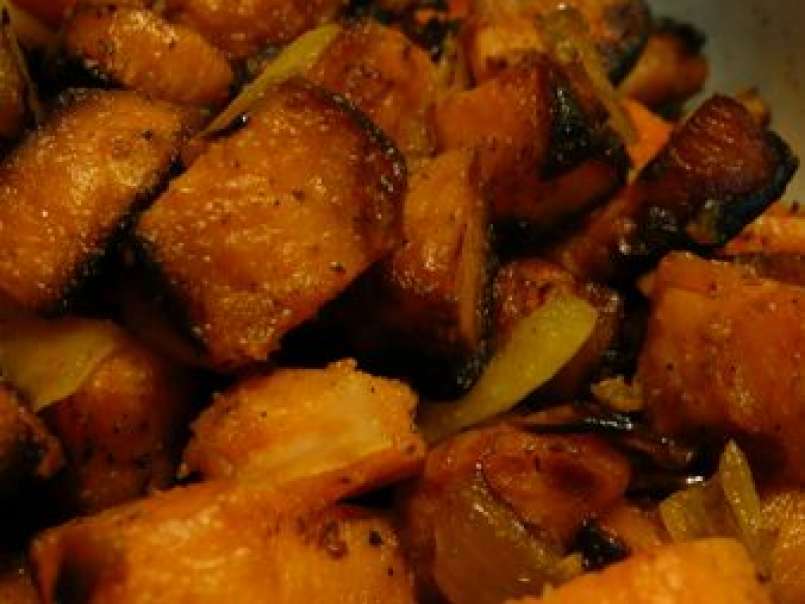 Poêlée de patates douces et amandes effilées au curry, photo 1