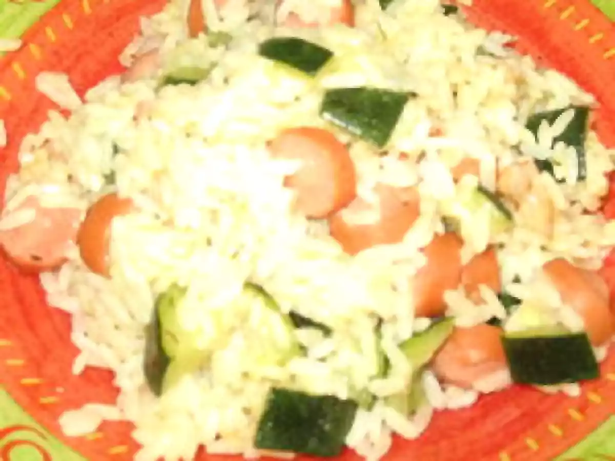 Poelée de riz aux courgettes vapeurs et saucisses