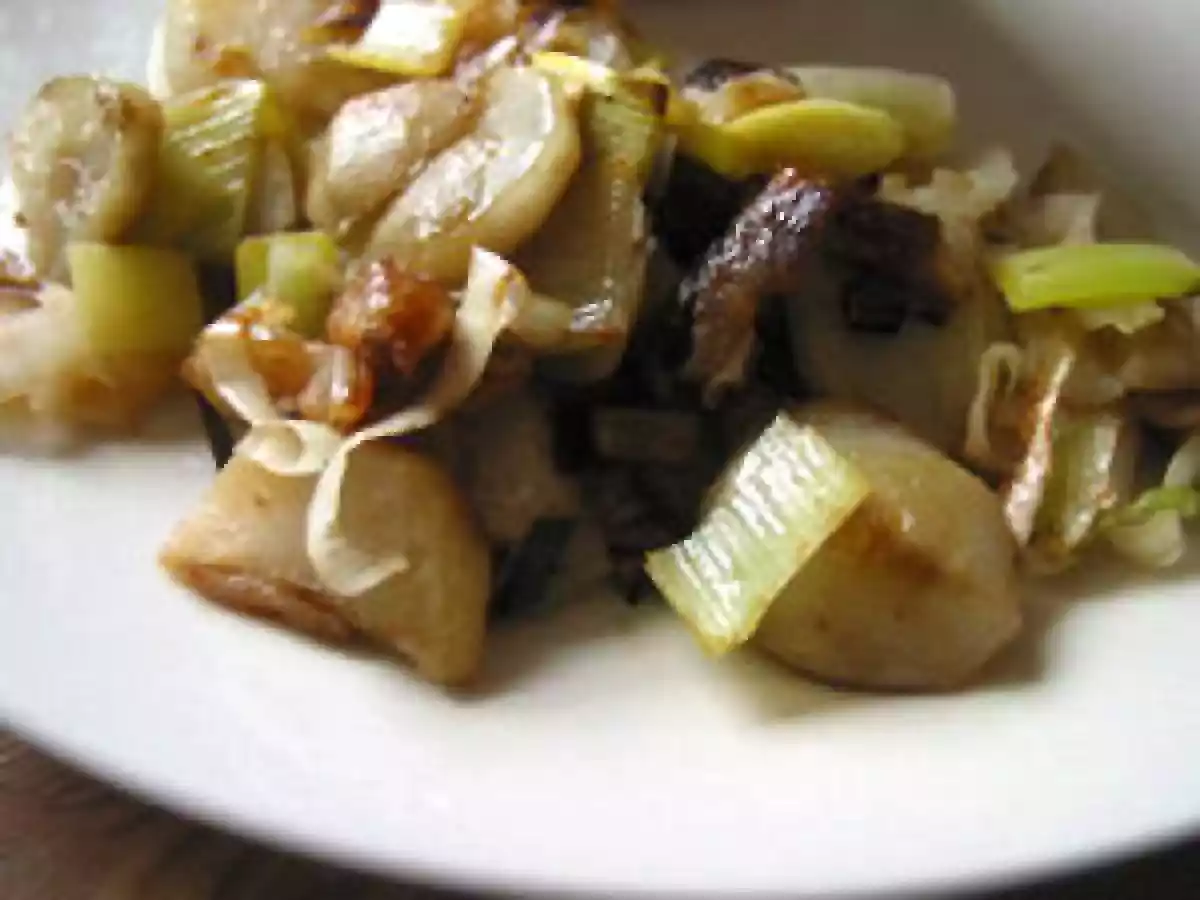 Poêlée de topinambours et poireaux