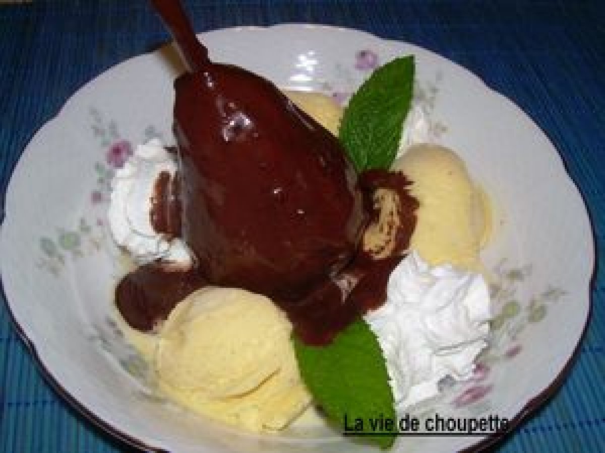 Recette de poire belle-hélène au chocolat et vanille