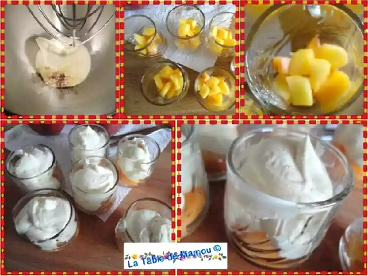 Poire pochée au Gewurztraminer, pêche mascarpone