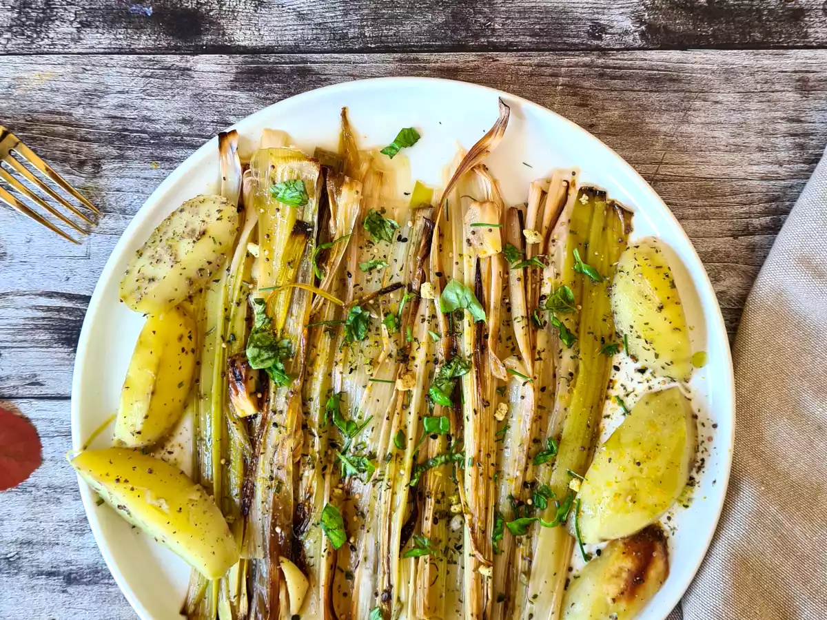 Poireaux rôtis au four