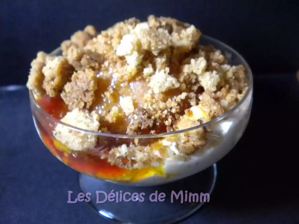 Poires caramélisée et streusel croustillant aux noisettes