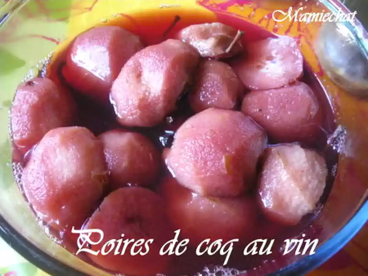 Poires de coq au vin