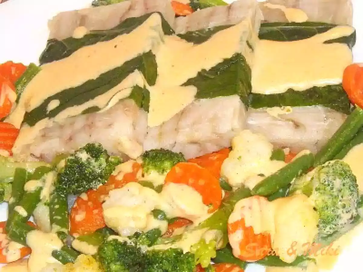 Poisson à la vapeur sur lit de légumes - photo 2