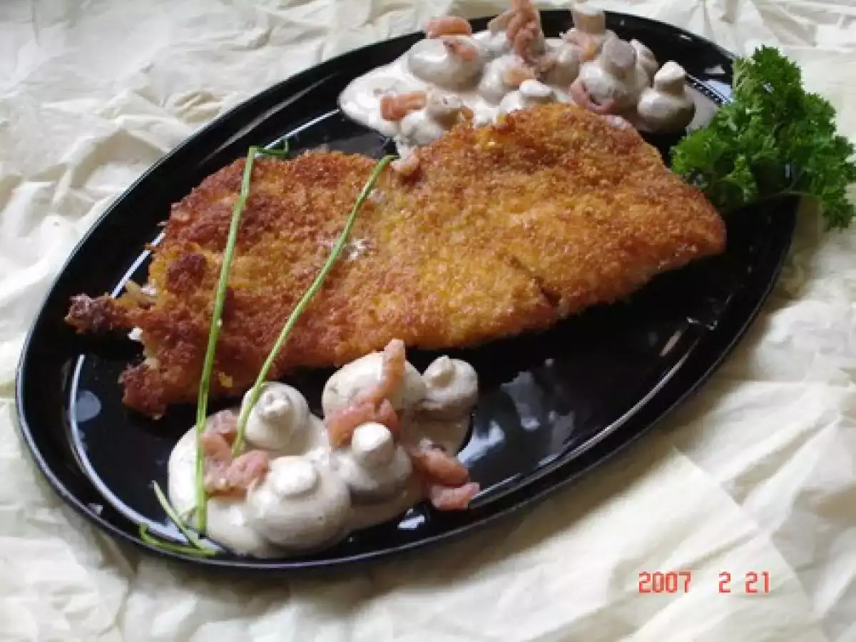 Poisson pané aux corn flakes et sauce aux champignons au Boursin - photo 2