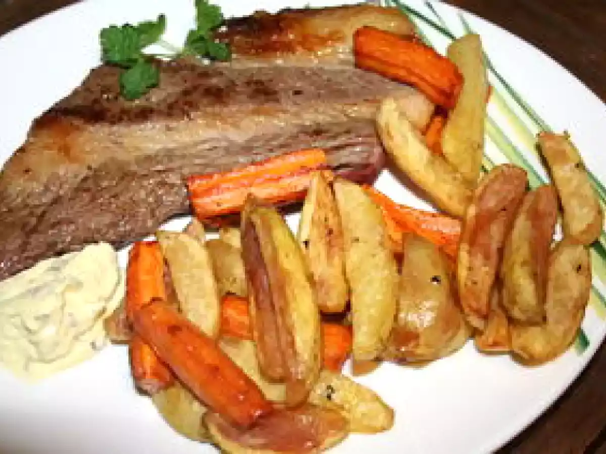Poitrine de boeuf à la plancha et frites de légumes