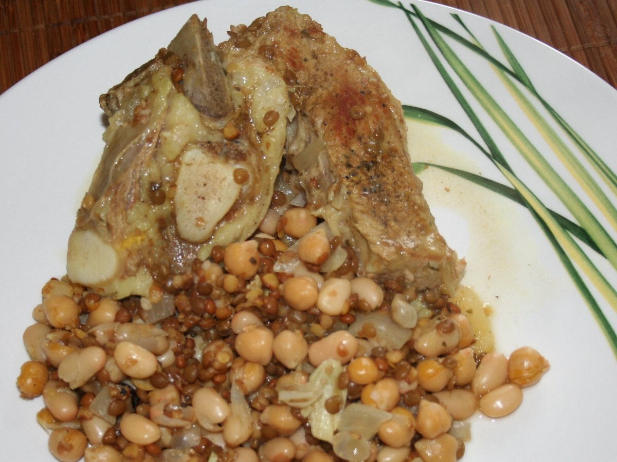 Poitrine de veau et légumes secs