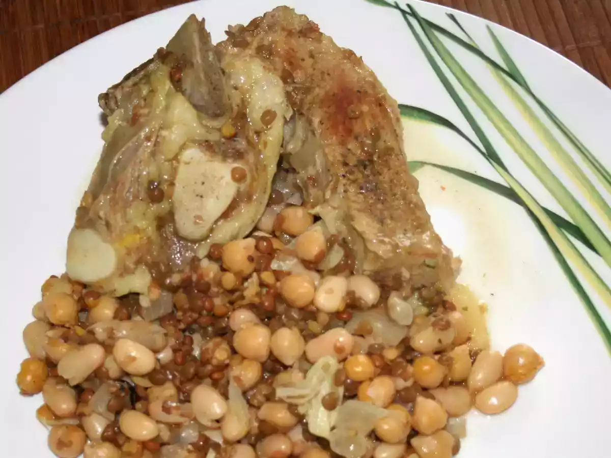 Poitrine de veau et légumes secs