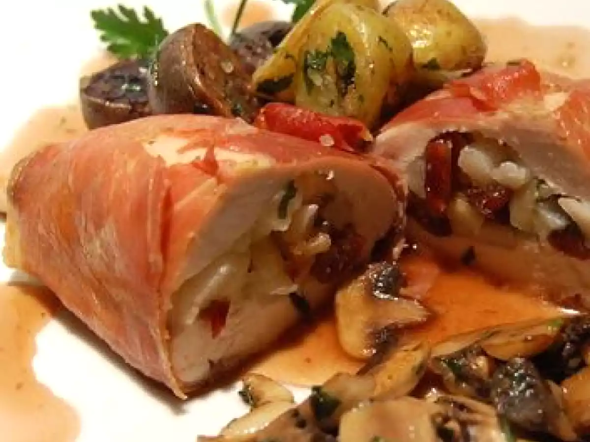 Poitrines de poulet du verger au prosciutto