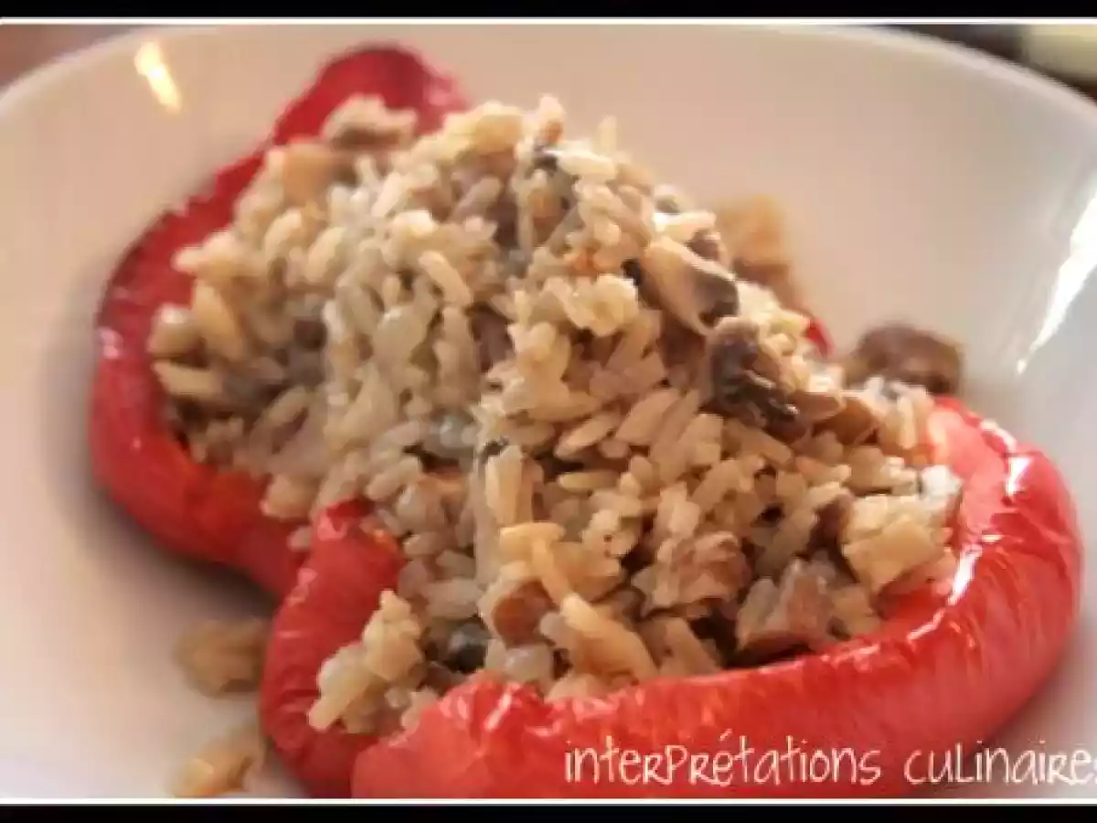 Poivrons farcis au risotto de champignons