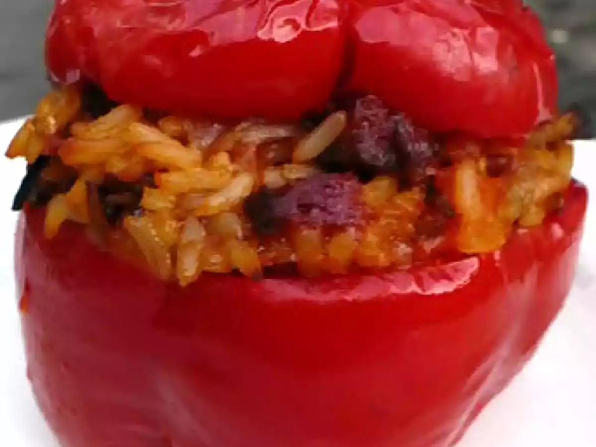 Poivrons farcis au riz et au chorizo.....Quand l'été se poursuit en Bretagne...