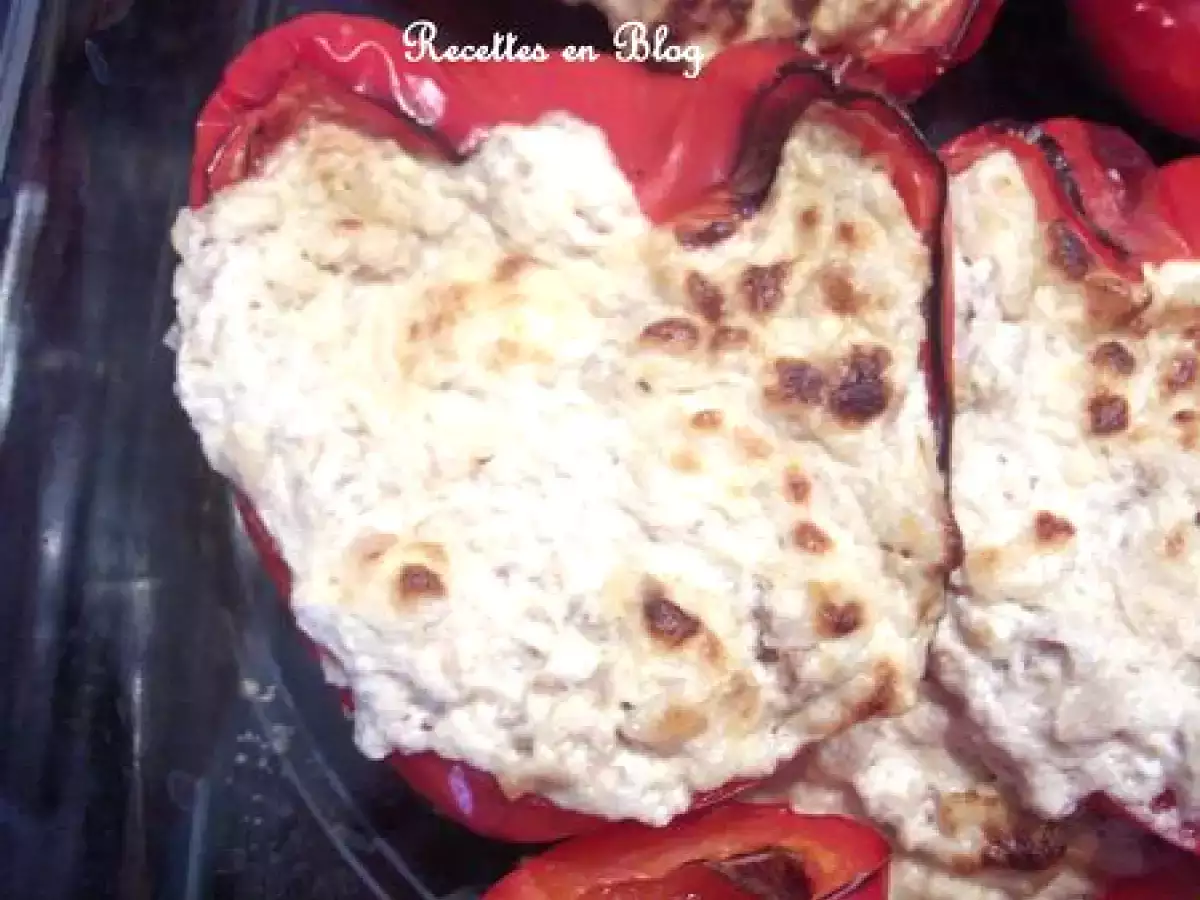 POIVRONS ROUGES FARCIS AU THON ET A LA BROUSSE - photo 2