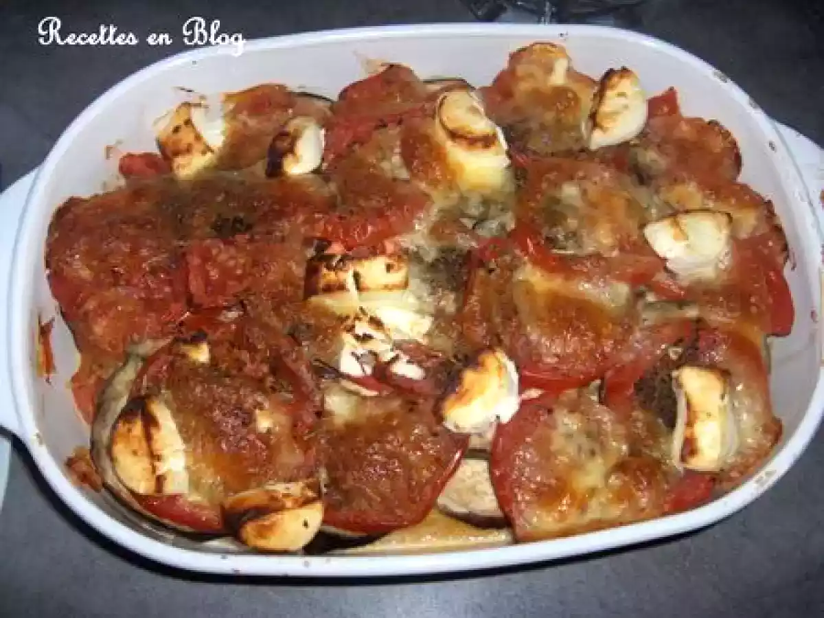 POLENTA A L'AUBERGINE, TOMATE, AU CHEVRE ET A LA MOZARELLA - photo 2