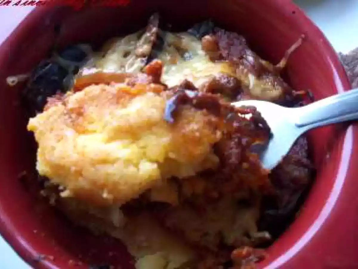 Polenta gratinee a la tomate et à l'aubergine